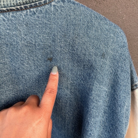 Vintage Retro Dixon K-Products Denim Bomber Varsity Jacket Canvas Distressed XL - Picture 7 of 10